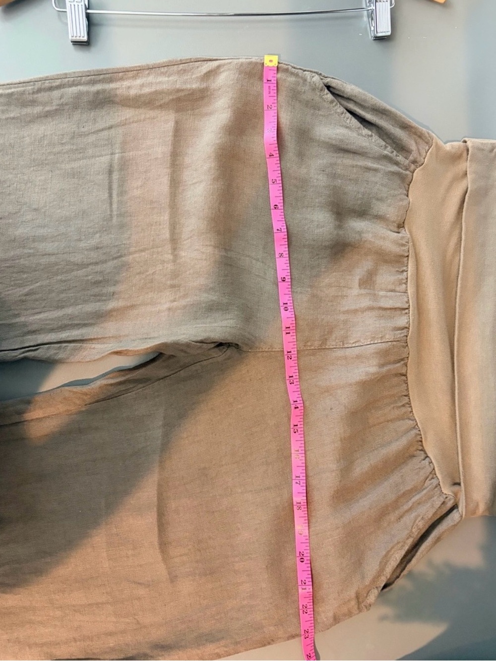 Made in Italy Brown 100 % Linen Wide Leg Pant XL - Picture 6 of 8